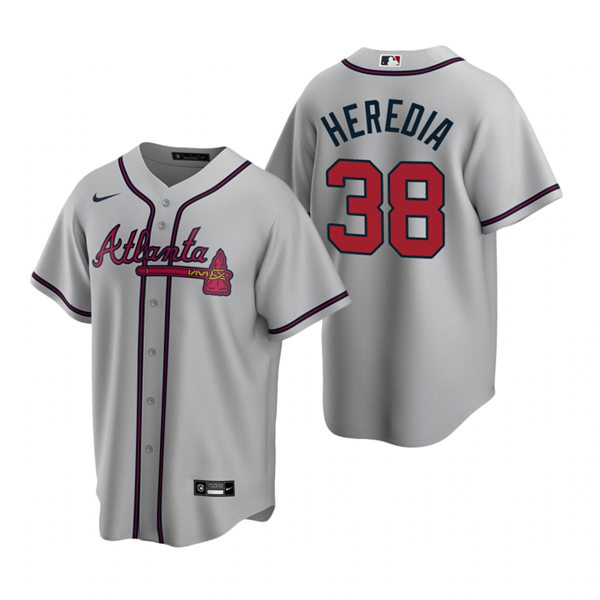 Mens Atlanta Braves #38 Guillermo Heredia Nike MLB Grey Away Cool Base Jersey Mens Atlanta Braves #38 Guillermo Heredia Nike MLB Grey Away Cool Base Jersey
