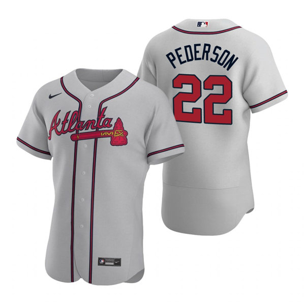 Mens Atlanta Braves #22 Joc Pederson Nike MLB Grey Away Cool Base Jersey Mens Atlanta Braves #22 Joc Pederson Nike MLB Grey Away Cool Base Jersey