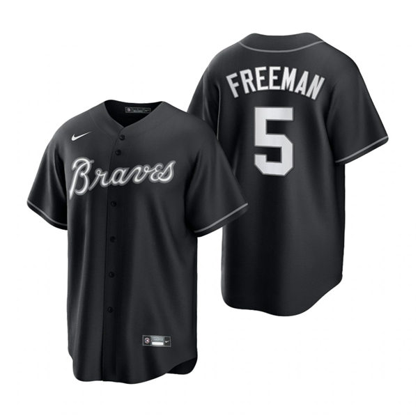 Mens Atlanta Braves #5 Freddie Freeman Nike Stitched 2021 Black Fashion Jersey