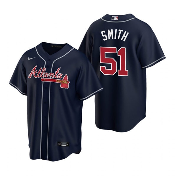 Mens Atlanta Braves #51 Will Smith Nike Navy Alternate Cool Base Jersey