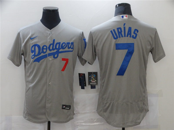 Mens Los Angeles Dodgers #7 Julio Urias Nike Grey Road FlexBase Jersey Mens Los Angeles Dodgers #7 Julio Urias Nike Grey Road FlexBase Jersey