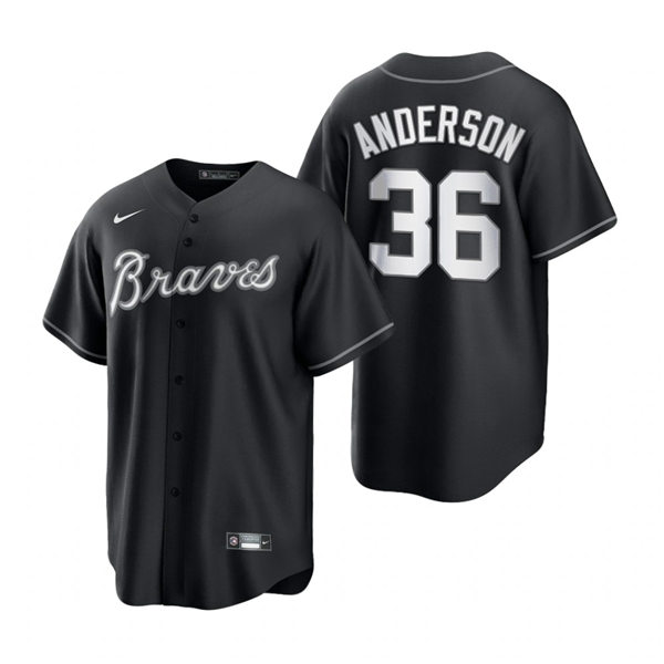 Mens Atlanta Braves #36 Ian Anderson Nike Stitched 2021 Black Fashion Jersey