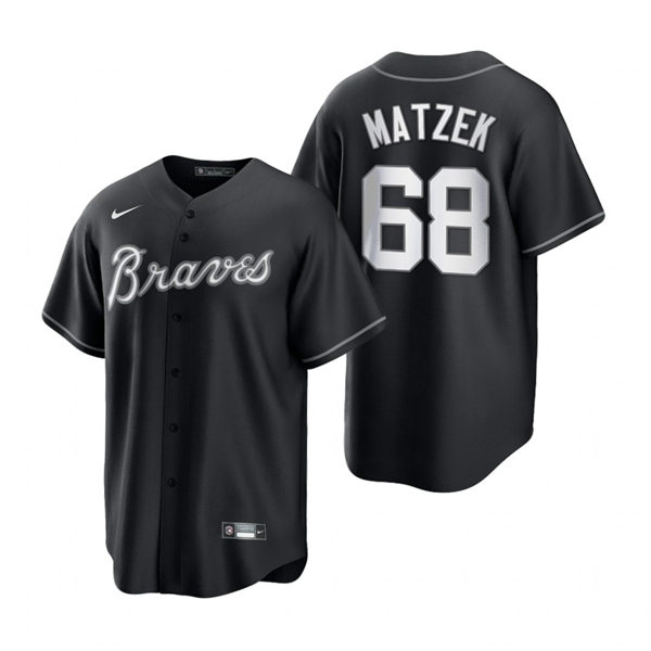Mens Atlanta Braves #68 Tyler Matzek Nike Stitched 2021 Black Fashion Jersey