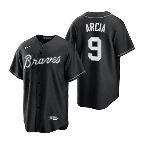 Mens Atlanta Braves #9 Orlando Arcia Nike Stitched 2021 Black Fashion Jersey