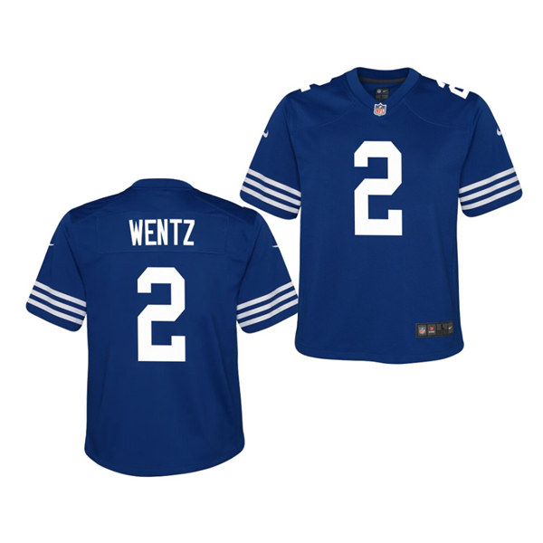 Youth Indianapolis Colts #2 Carson Wentz Nike Royal Alternate Retro Vapor Limited Jersey