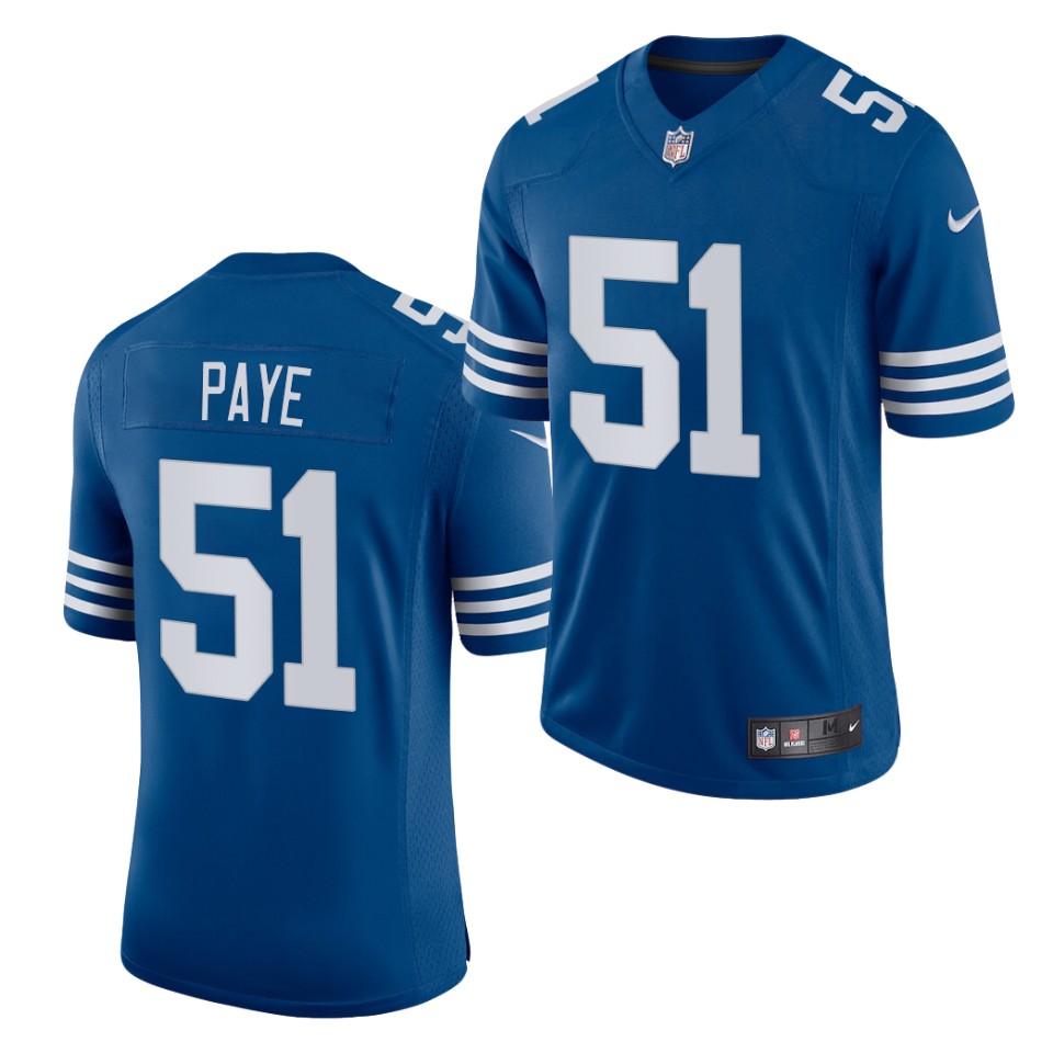 Mens Indianapolis Colts #51 Kwity Paye Nike Royal Alternate Retro Vapor Limited Jersey