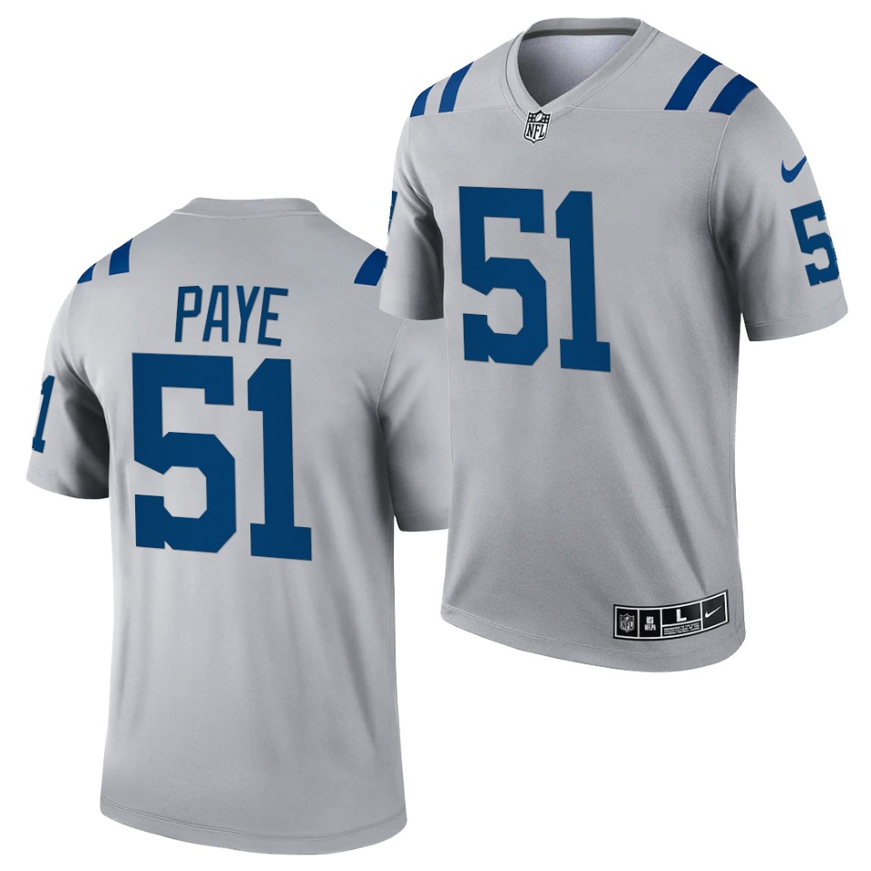 Mens Indianapolis Colts #51 Kwity Paye Nike Gray Inverted Legend Jersey