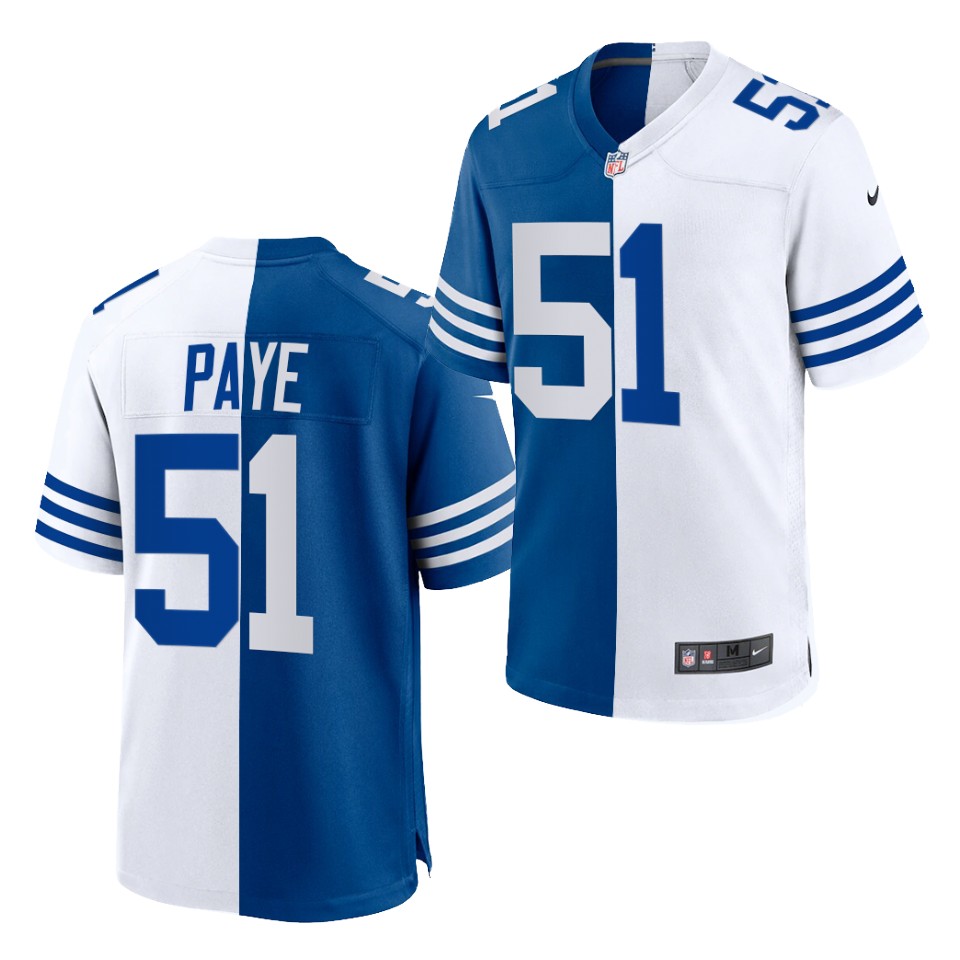 Mens Indianapolis Colts #51 Kwity Paye Nike Royal White Split Two Tone Jersey
