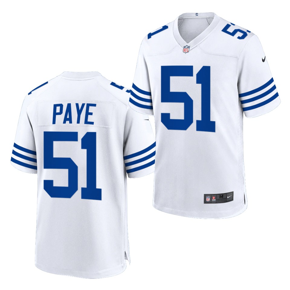 Mens Indianapolis Colts #51 Kwity Paye Nike White Alternate Retro Vapor Limited Jersey
