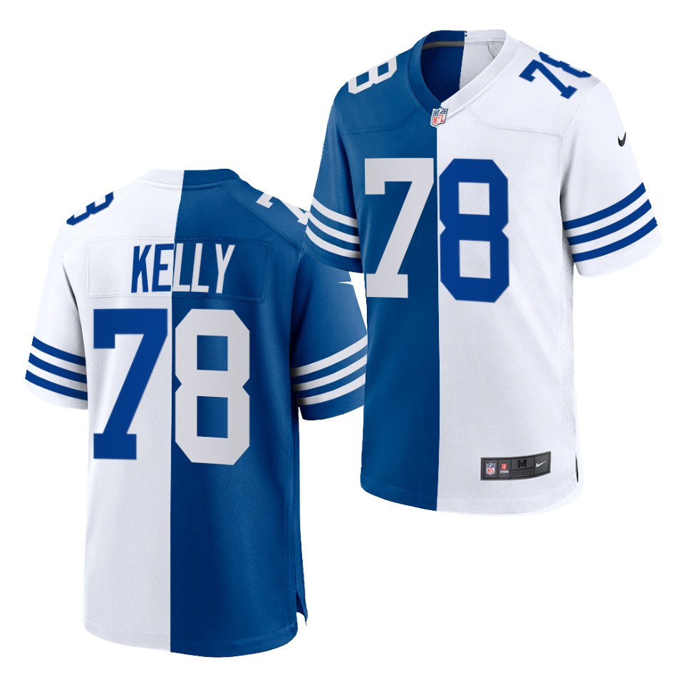 Mens Indianapolis Colts #78 Ryan Kelly Nike Royal White Split Two Tone Jersey