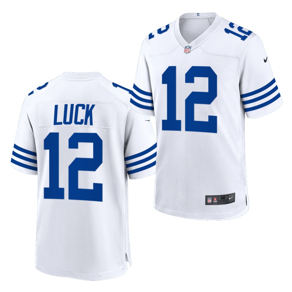 Mens Indianapolis Colts Retired Player #12 Andrew Luck Nike White Alternate Retro Vapor Limited Jersey