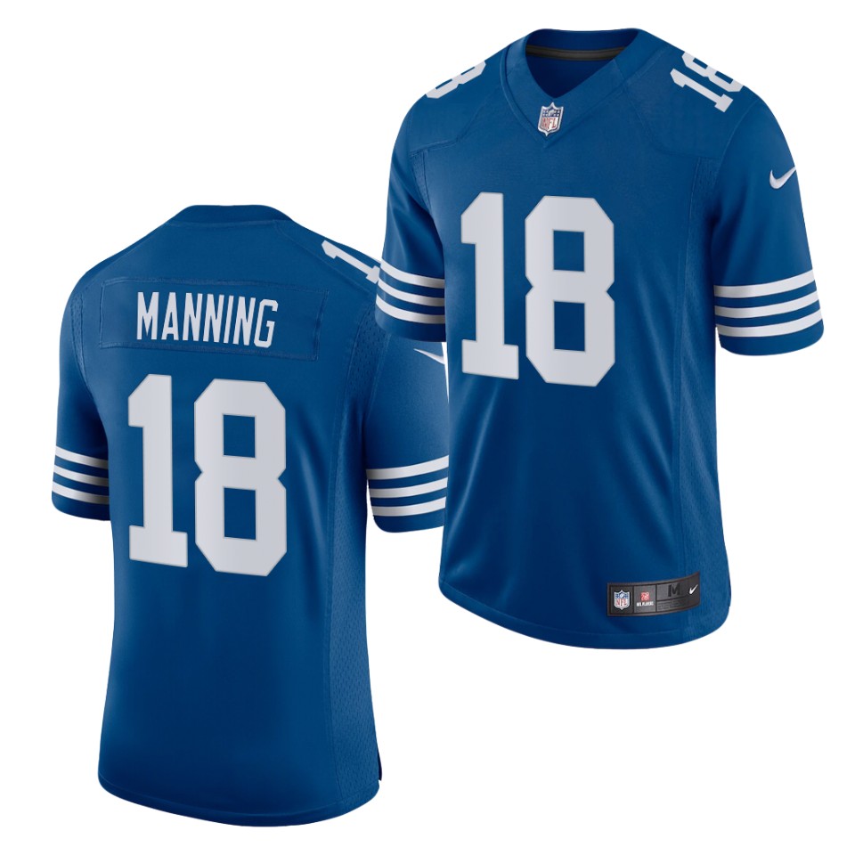 Mens Indianapolis Colts Retired Player #18 Peyton Manning Nike Royal Alternate Retro Vapor Limited Jersey