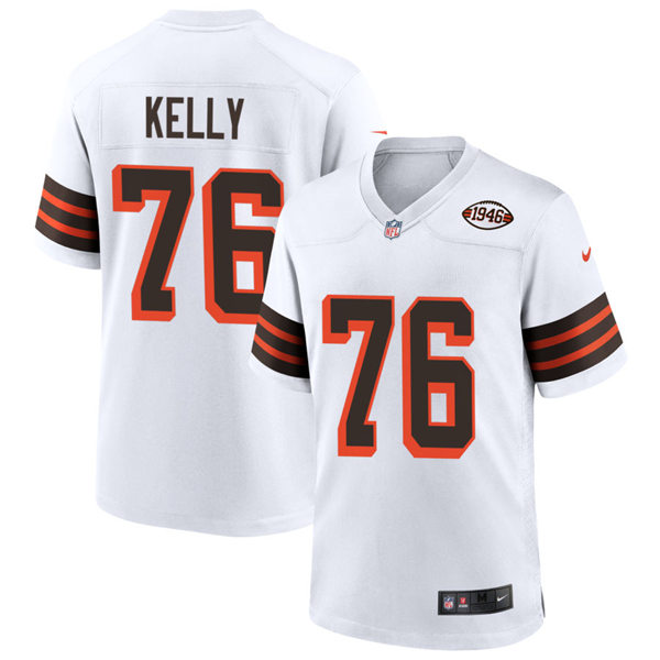 Mens Cleveland Browns Retired Player #76 Lou Groza Nike 2021 White Retro 1946 75th Anniversary Jersey