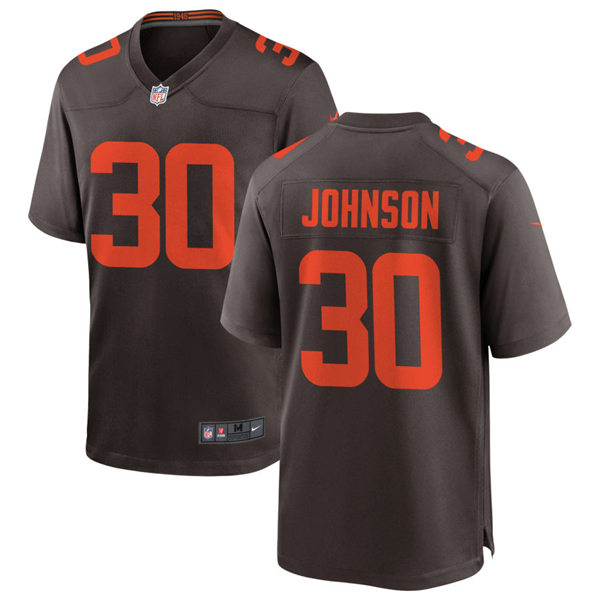 Mens Cleveland Browns #30 D'Ernest Johnson Nike Brown Alternate Player Vapor Limited Jersey