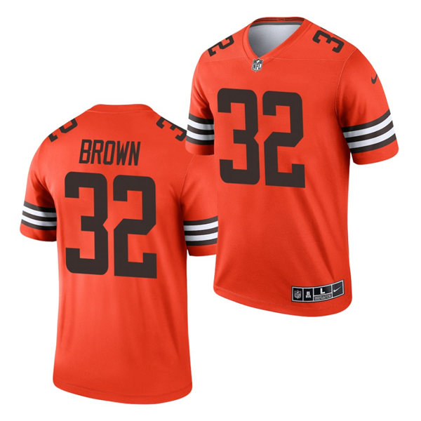 Mens Cleveland Browns Retired Player #32 Jim Brown Nike Orange 2021 Inverted Legend Jersey