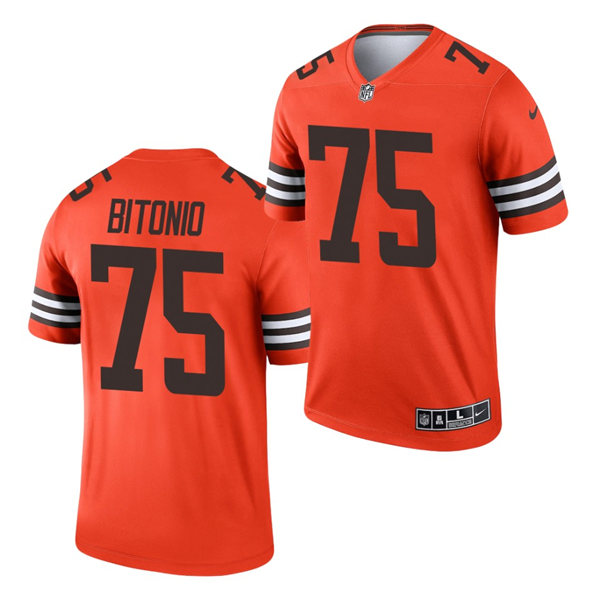 Mens Cleveland Browns #75 Joel Bitonio Nike Orange 2021 Inverted Legend Jersey
