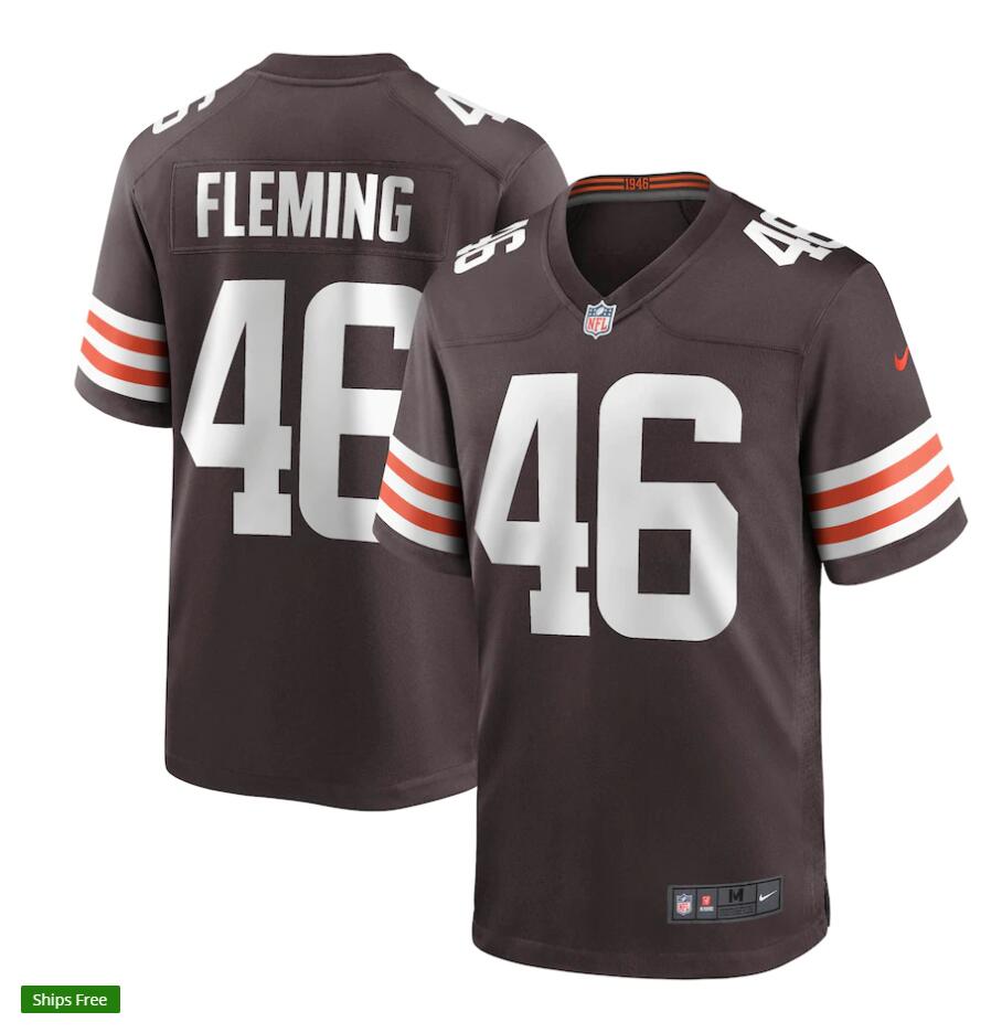 Mens Cleveland Browns Retired Player #46 Don Fleming Nike Brown Home Vapor Limited Jersey