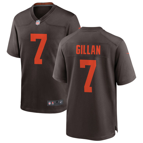 Mens Cleveland Browns #7 Jamie Gillan Nike Brown Alternate Player Vapor Limited Jersey
