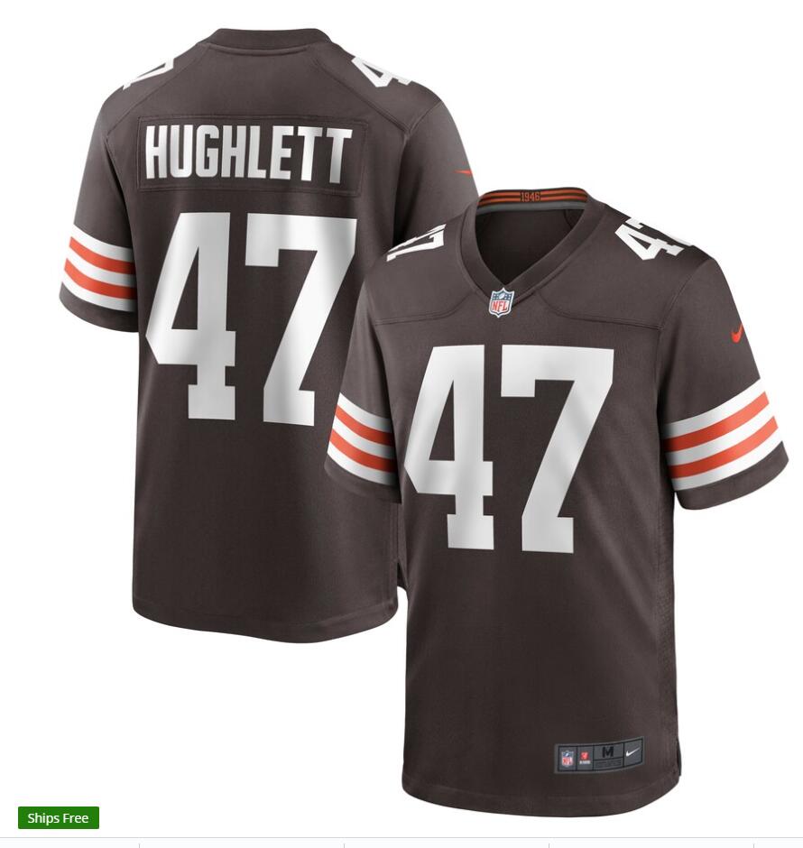 Mens Cleveland Browns #47 Charley Hughlett Nike Brown Home Vapor Limited Jersey