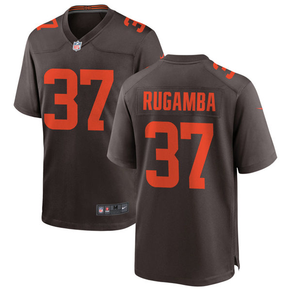 Mens Cleveland Browns #37 Emmanuel Rugamba Nike Brown Alternate Player Vapor Limited Jersey