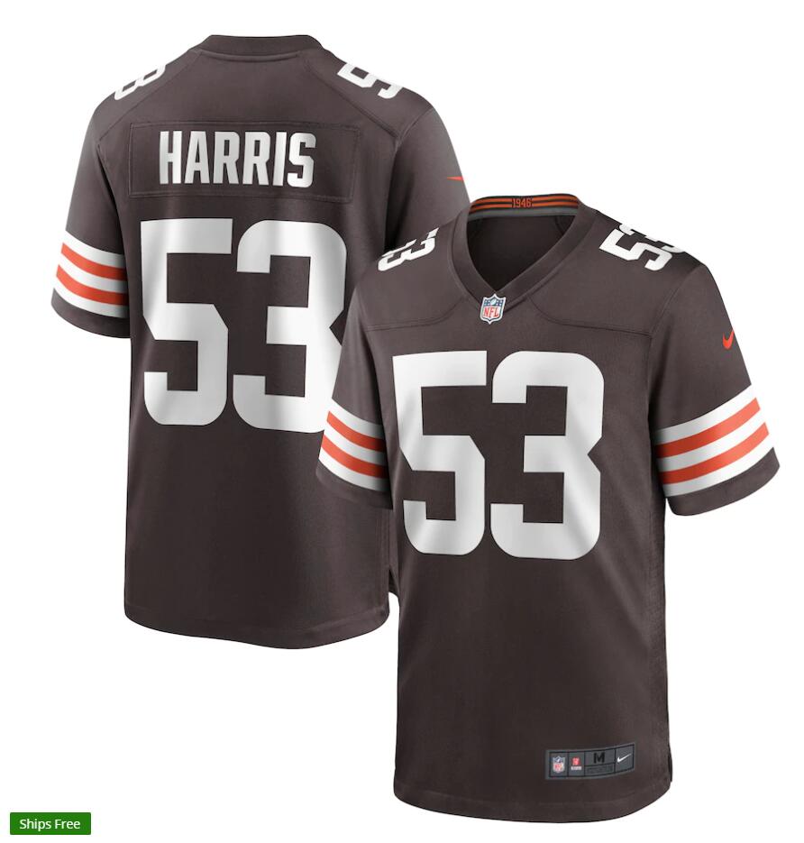 Mens Cleveland Browns #53 Nick Harris Nike Brown Home Vapor Limited Jersey