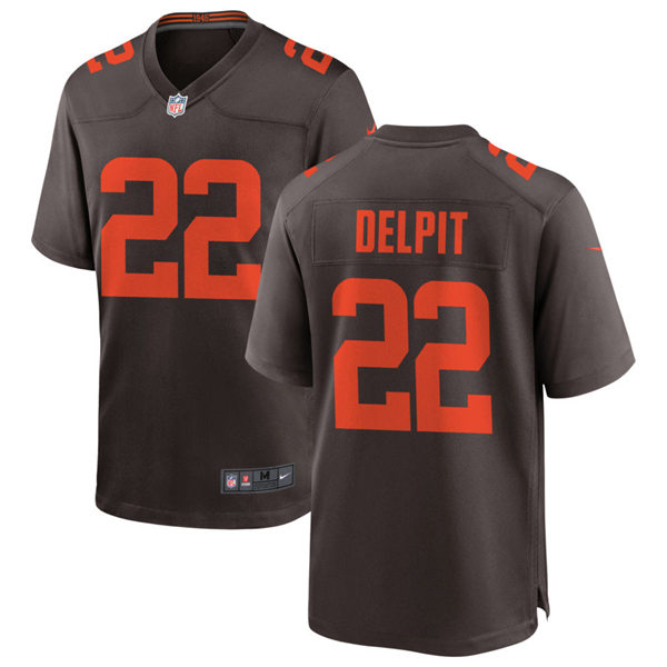 Mens Cleveland Browns #22 Grant Delpit Nike Brown Alternate Player Vapor Limited Jersey