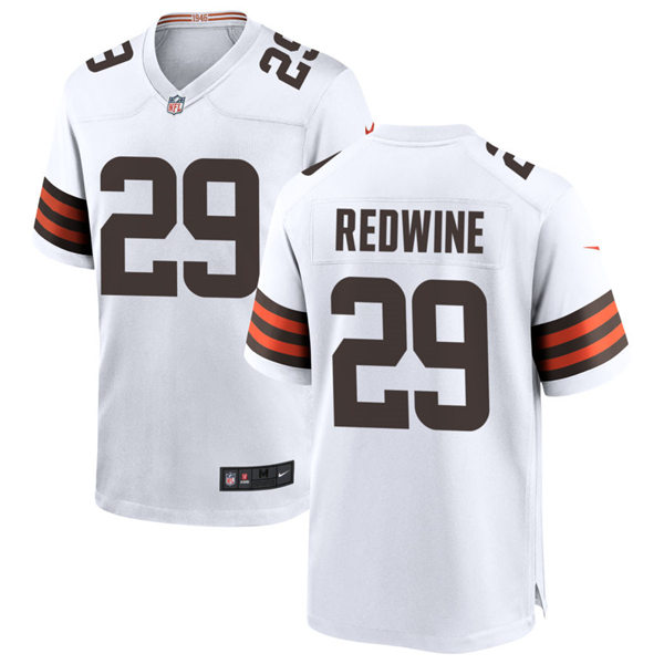 Mens Cleveland Browns #29 Sheldrick Redwine Nike White Away Vapor Limited Jersey