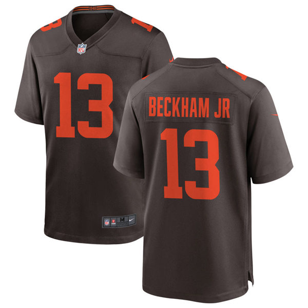 Mens Cleveland Browns #13 Odell Beckham Jr. Nike Brown Alternate Player Vapor Limited Jersey