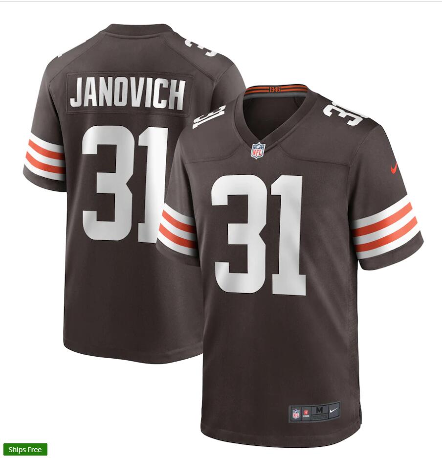 Mens Cleveland Browns #31 Andy Janovich Nike Brown Home Vapor Limited Jersey