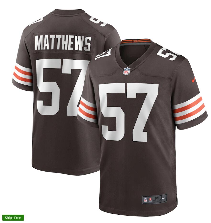 Mens Cleveland Browns Retired Player #57 Clay Matthews Nike Brown Home Vapor Limited Jersey