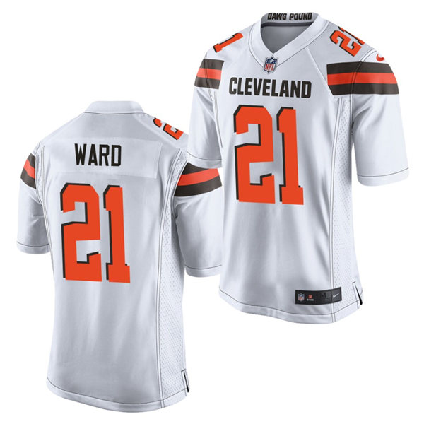 Mens Cleveland Browns #21 Denzel Ward Stitched Nike 2018 White Vapor Player Limited Jersey