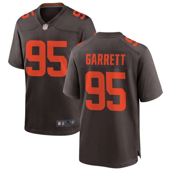 Mens Cleveland Browns #95 Myles Garrett Nike Brown Alternate Player Vapor Limited Jersey