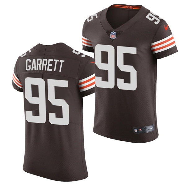 Mens Cleveland Browns #95 Myles Garrett Nike Brown Home Vapor Limited Jersey