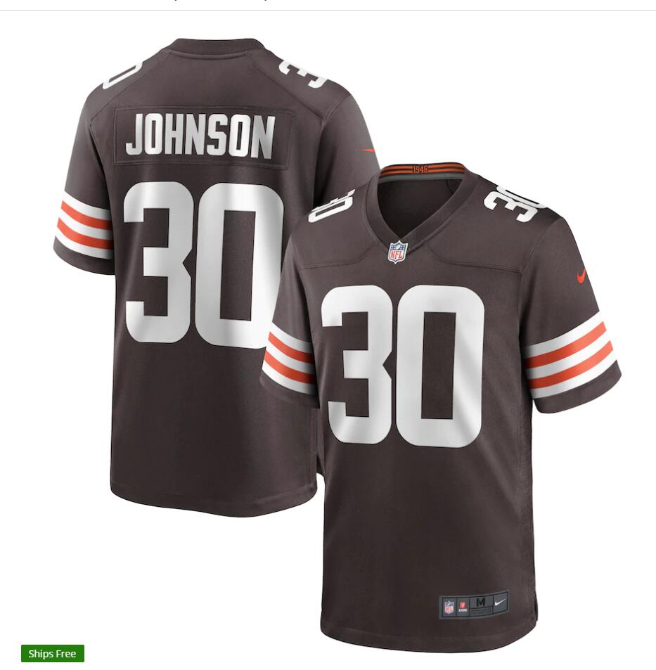 Mens Cleveland Browns #30 D'Ernest Johnson Nike Brown Home Vapor Limited Jersey