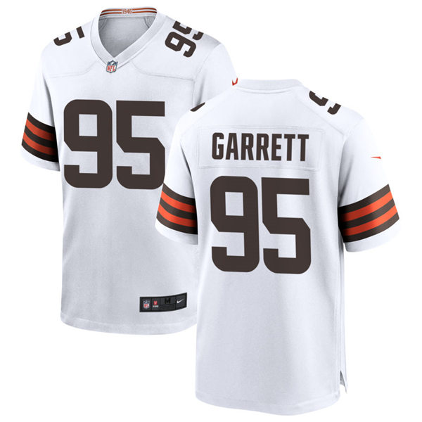 Mens Cleveland Browns #95 Myles Garrett Nike White Away Vapor Limited Jersey