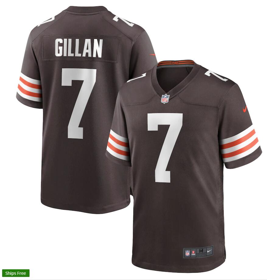 Mens Cleveland Browns #7 Jamie Gillan Nike Brown Home Vapor Limited Jersey