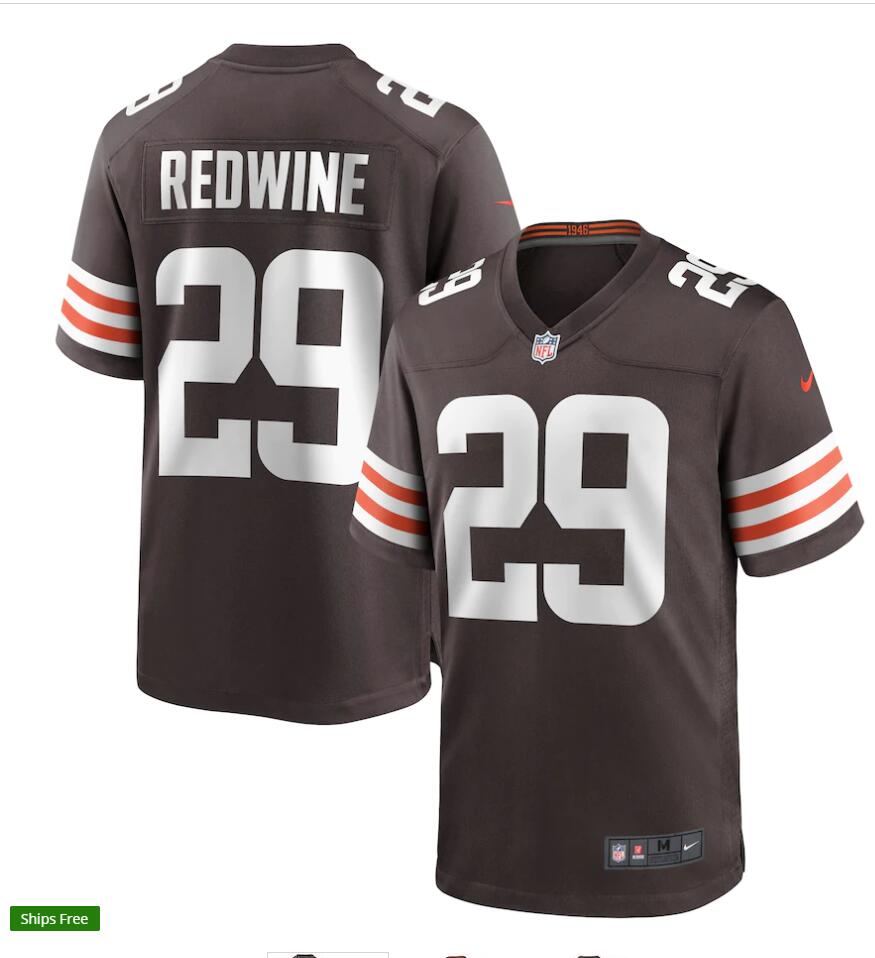 Mens Cleveland Browns #29 Sheldrick Redwine Nike Brown Home Vapor Limited Jersey