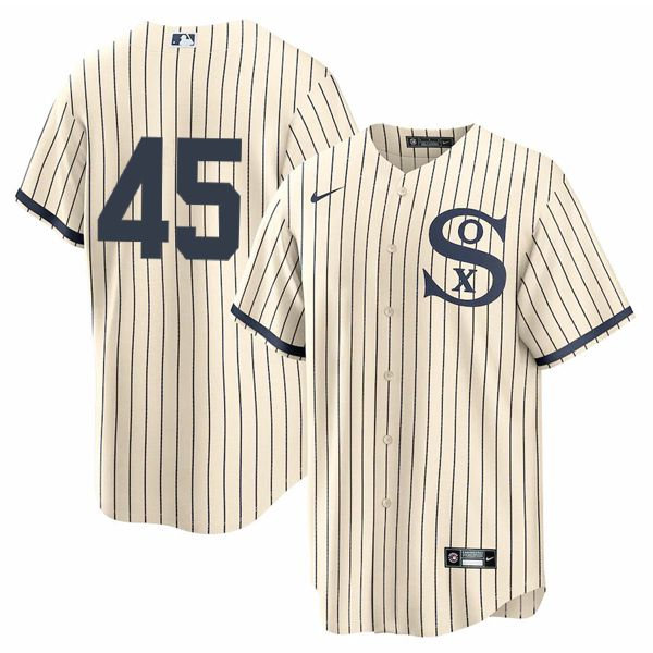 Mens Chicago White Sox Retired Player #45 Michael Jordan Nike White PIN STRIPE 2021 Field of Dreams Jersey