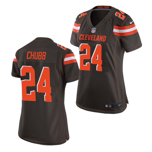 Womens Cleveland Browns #24 Nick Chubb Stitched Nike 2018 Brown Vapor Player Limited Jersey