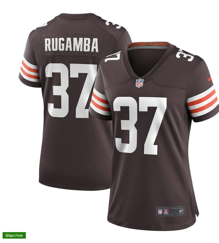 Womens Cleveland Browns #37 Emmanuel Rugamba Nike Brown Home Vapor Limited Jersey