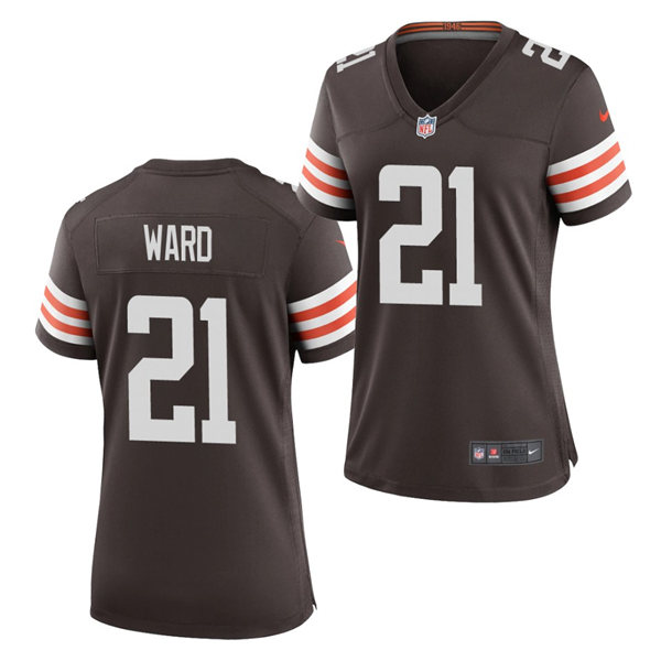 Womens Cleveland Browns #21 Denzel Ward Stitched Nike Brown Vapor Player Limited Jersey