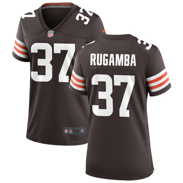 Womens Cleveland Browns #37 Emmanuel Rugamba Nike Brown Home Vapor Limited Jersey