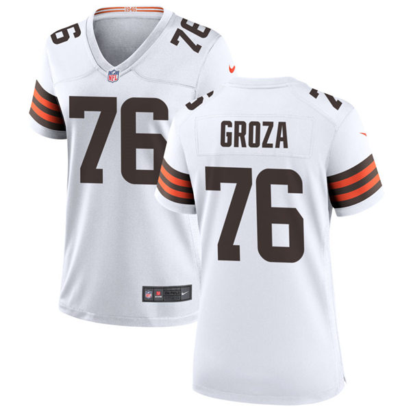 Womens Cleveland Browns Retired Player #76 Lou Groza Nike White Away Vapor Limited Jersey