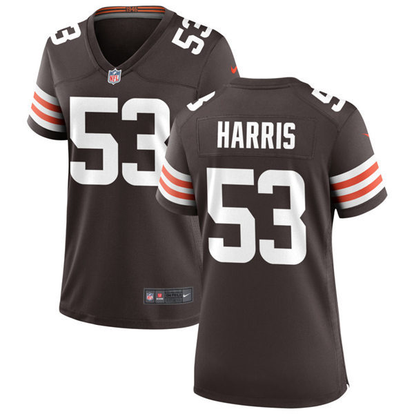 Womens Cleveland Browns #53 Nick Harris Stitched Nike Brown Vapor Player Limited Jersey