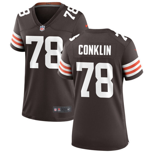 Womens Cleveland Browns #78 Jack Conklin Nike Brown Home Vapor Limited Jersey