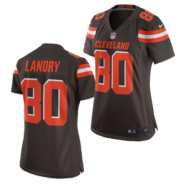 Womens Cleveland Browns #80 Jarvis Landry Stitched Nike 2018 Brown Vapor Player Limited Jersey