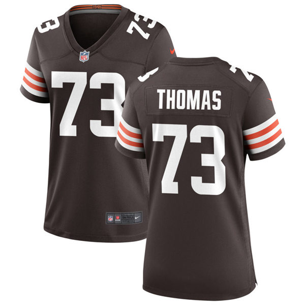 Womens Cleveland Browns Retired Player #73 Joe Thomas Nike Brown Home Vapor Limited Jersey