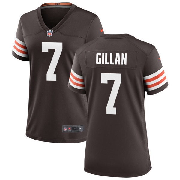 Womens Cleveland Browns #7 Jamie Gillan Stitched Nike Brown Vapor Player Limited Jersey