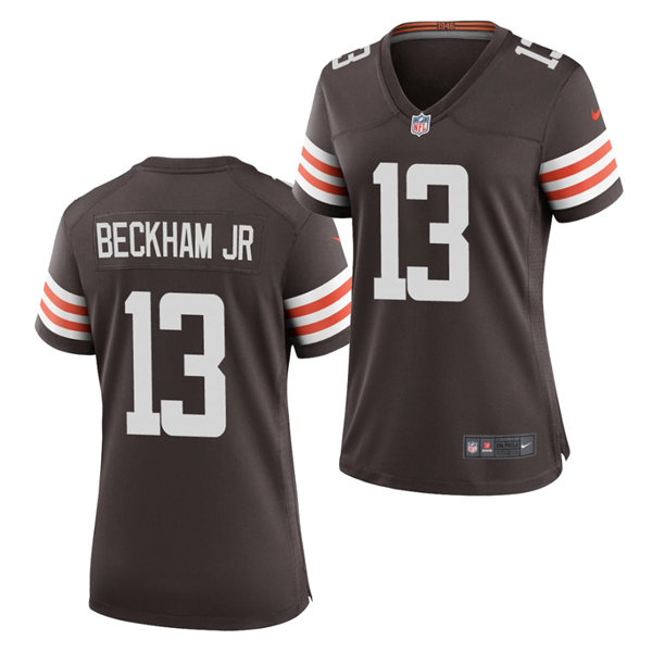 Womens Cleveland Browns #13 Odell Beckham Jr. Nike Brown Home Vapor Limited Jersey