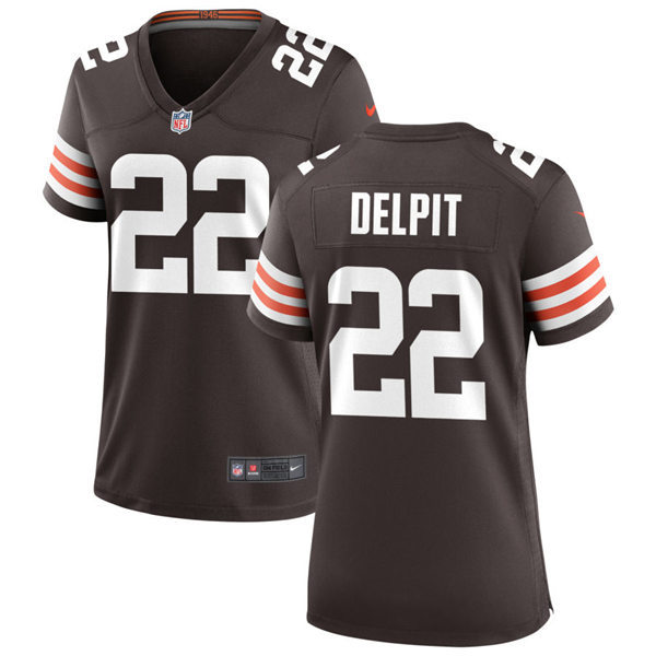 Womens Cleveland Browns #22 Grant Delpit Nike Brown Home Vapor Limited Jersey